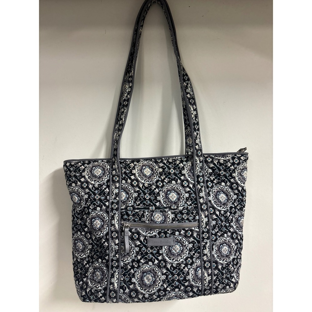 Vera Bradley Vera Tote Quilted Cotton Bag Black Grey